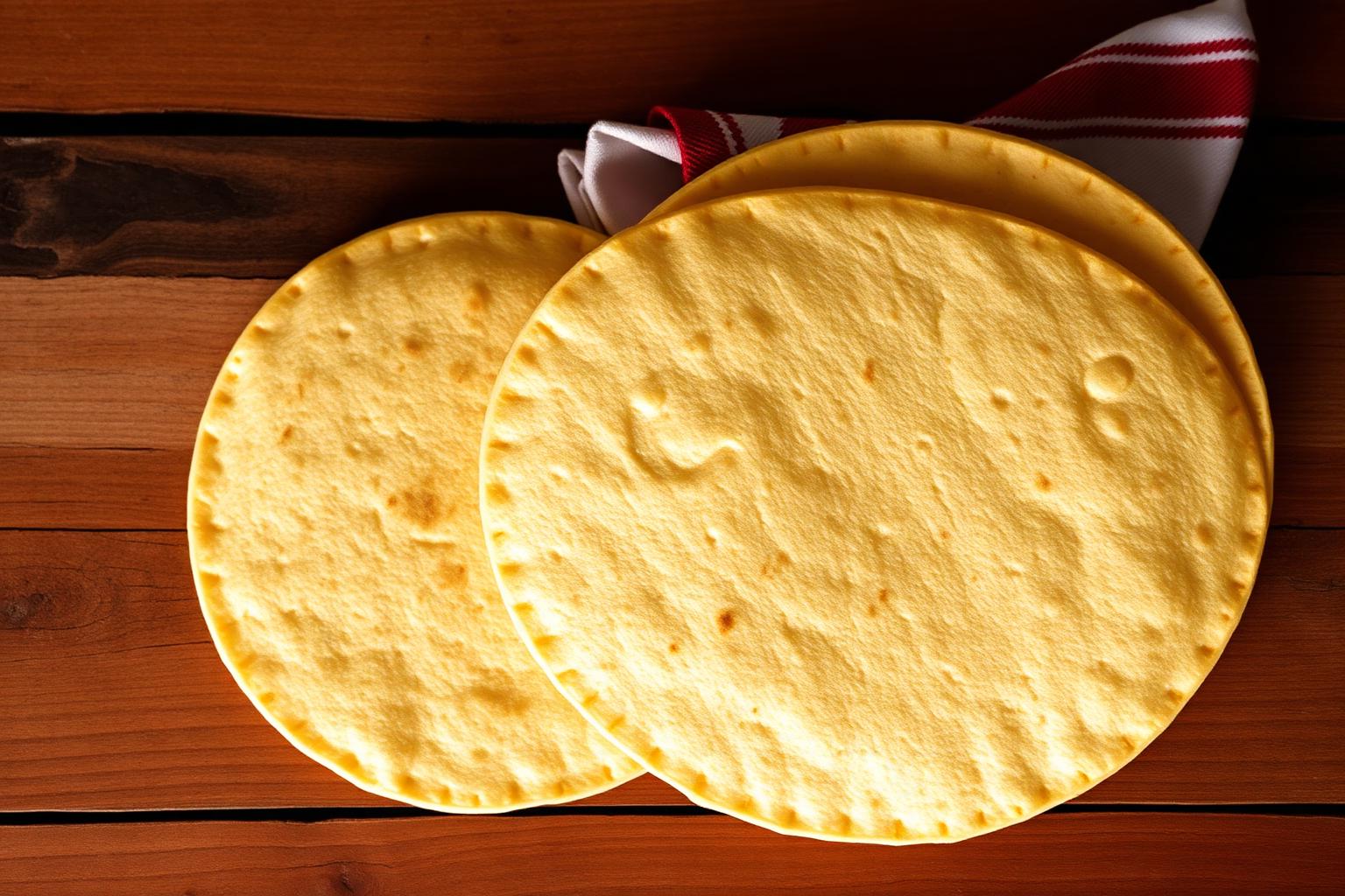 Tortillas de maíz recién hechas en Tortillería Xochimilco, Mexicali