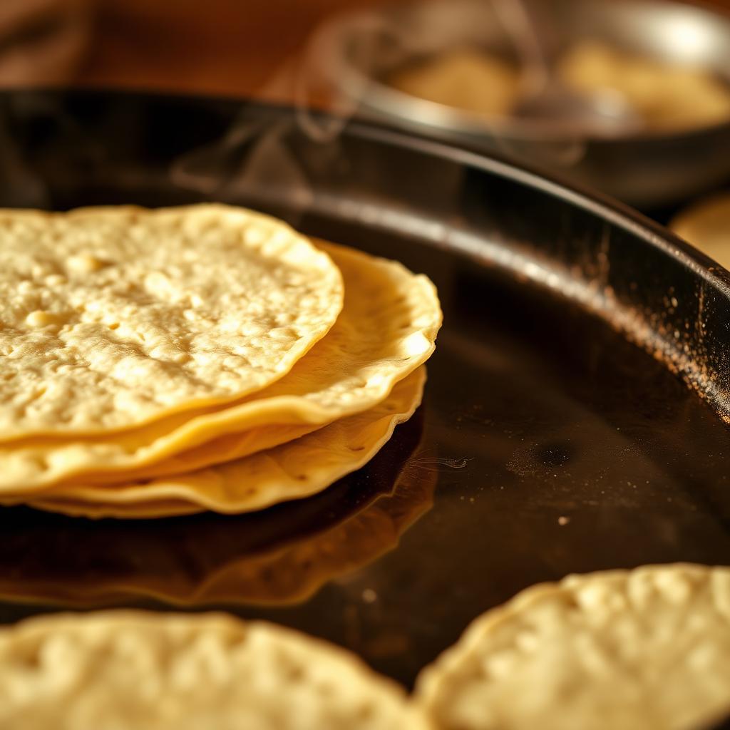 Tortillas cocinándose en comal tradicional